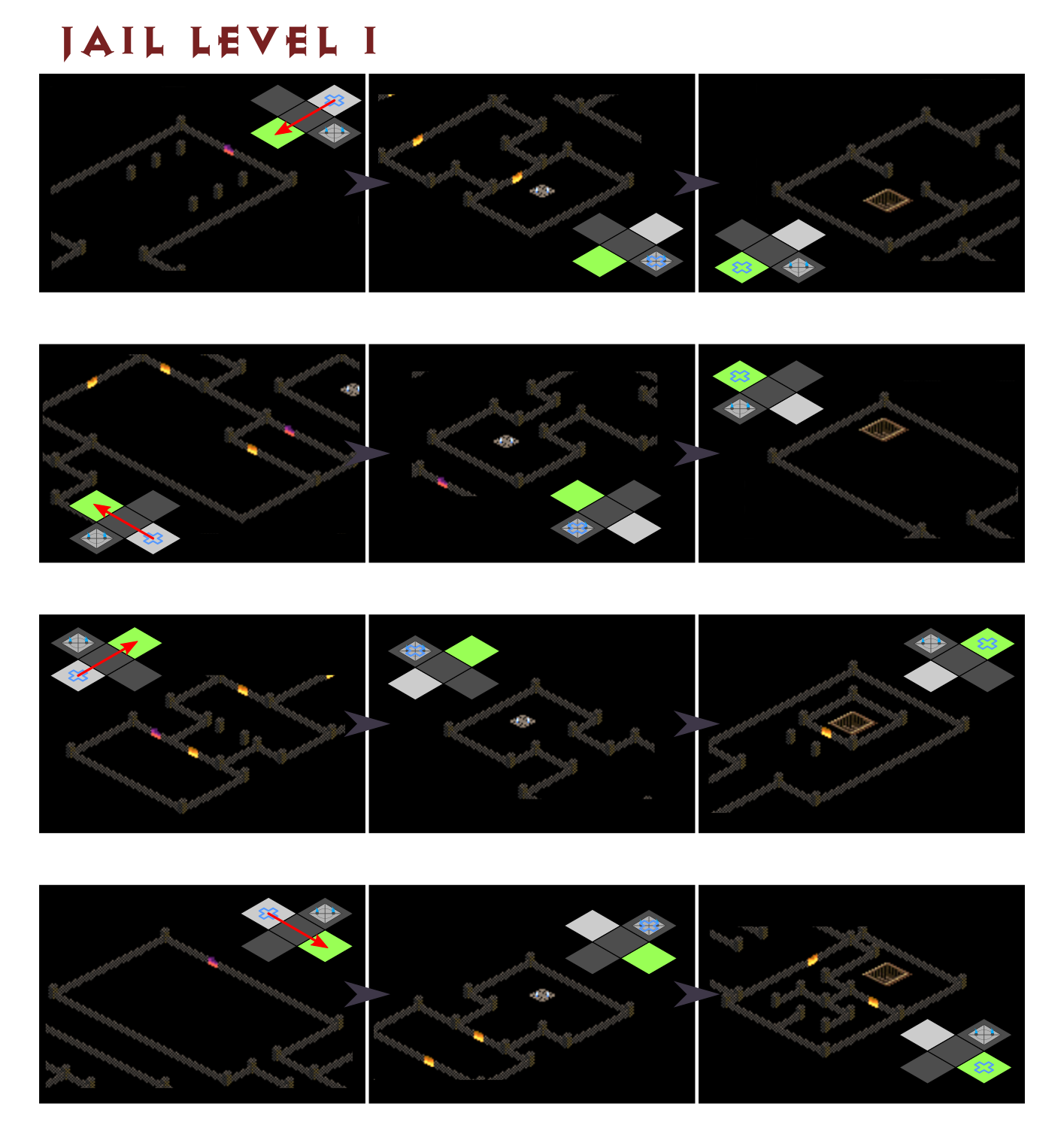 Jail Level 1 pathfinding diagram