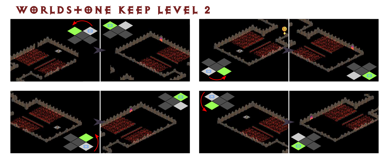 Worldstone Keep Level 2 pathfinding diagram