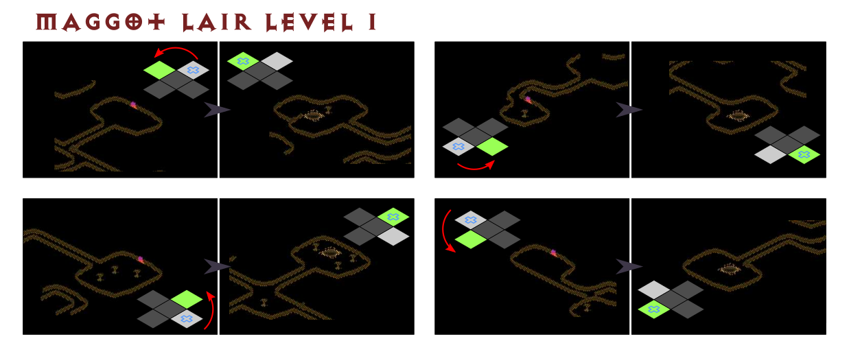 Maggot Lair Level 1 and 2 pathfinding diagram