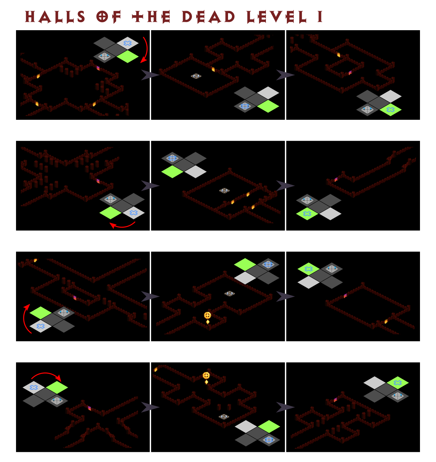 Halls of the Dead Level 1 pathfinding diagram