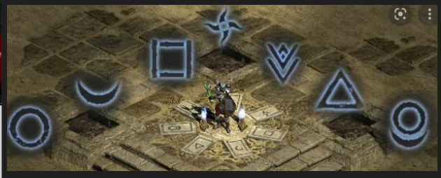 The seven Tal Rasha's Tomb symbols around the Canyon of the Magi: O, ), ■, the star, VV, ▲ and O)